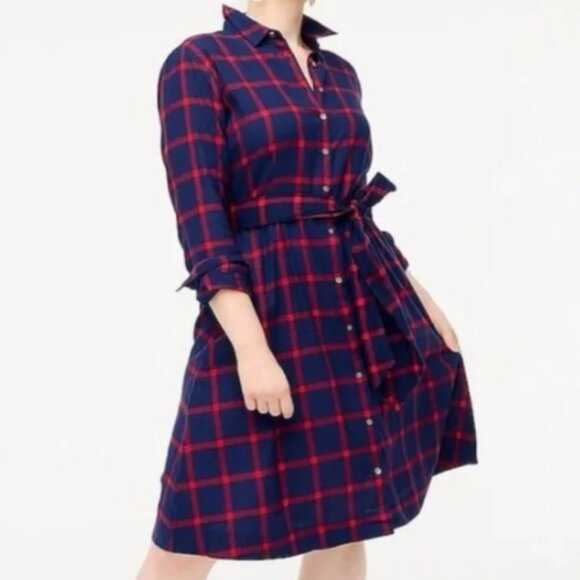 NWT Womens J. Crew Plaid Flannel Fall Shirt Long Sleeve Dress Size 12 - Picture 2 of 5